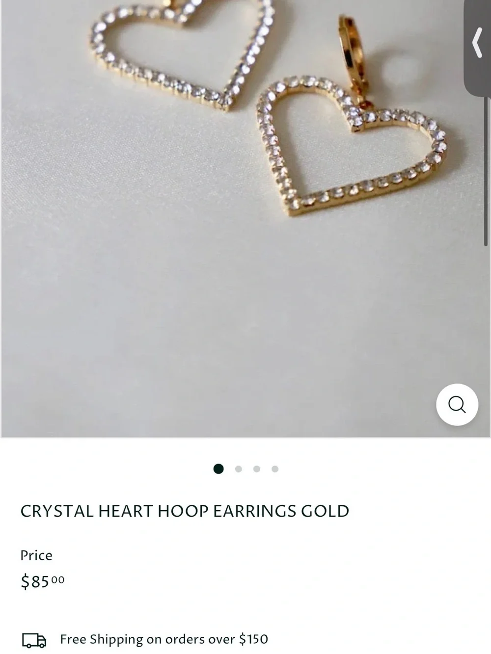 Gold Filled  Heart Hoop Earrings with Clear Crystal Accents